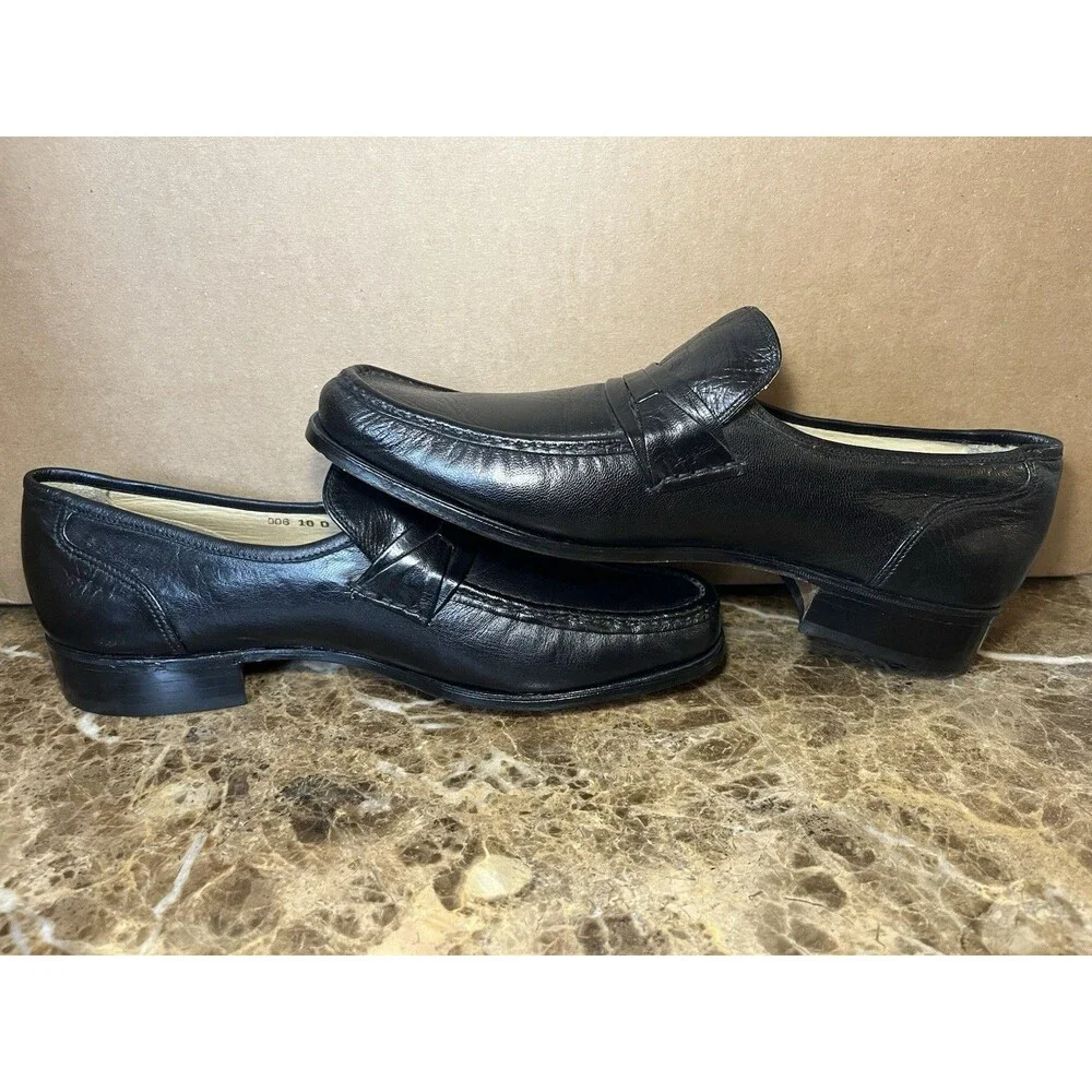 VTG 70’s HandMade In USA Men's Black Leather Dress Loafer 10 D PRESIDENTIAL STEP
